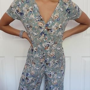 Muted Turquoise floral jumpsuit
